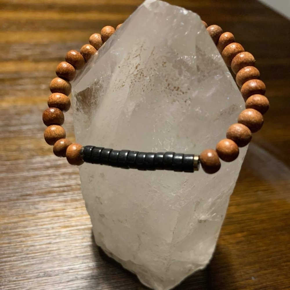 Onyx and Bayong Wood Bracelet